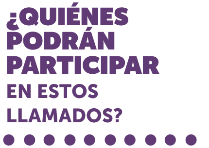 ¿QUIÉNES PODRÁN PARTICIPAR EN ESTOS LLAMADOS?