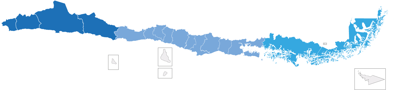 Mapa de Chile con los montos de subsidio por región